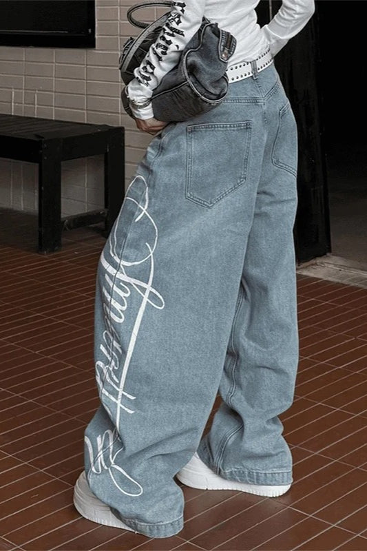 Vintage Printed Boyfriend Jeans