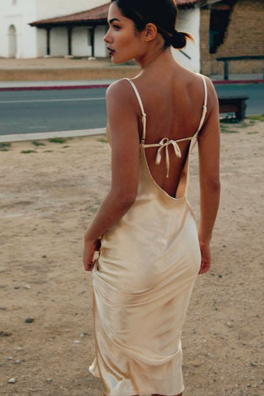 Sultry Open Back Slip Dress