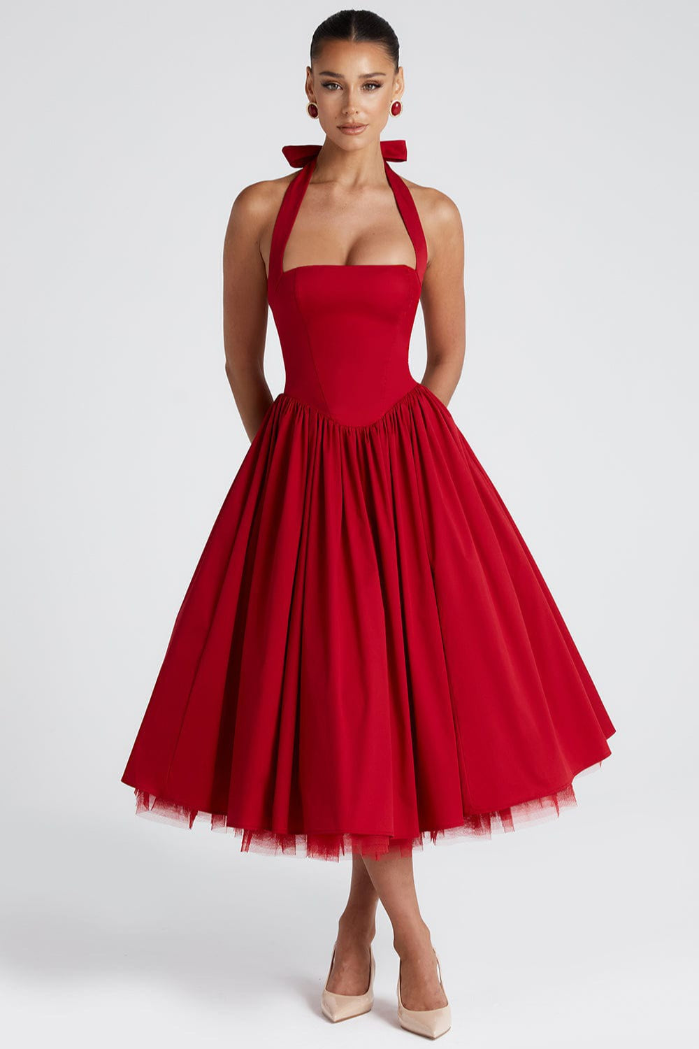 Tie-Waist Puff Party Dress