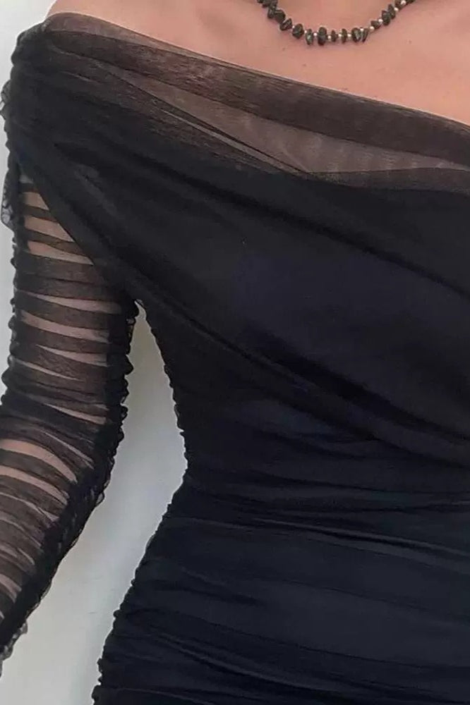 Elegant Mesh One Shoulder Formal Dress