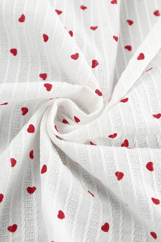 Cotton Heart Print V-Neck Wrap Maxi Dress