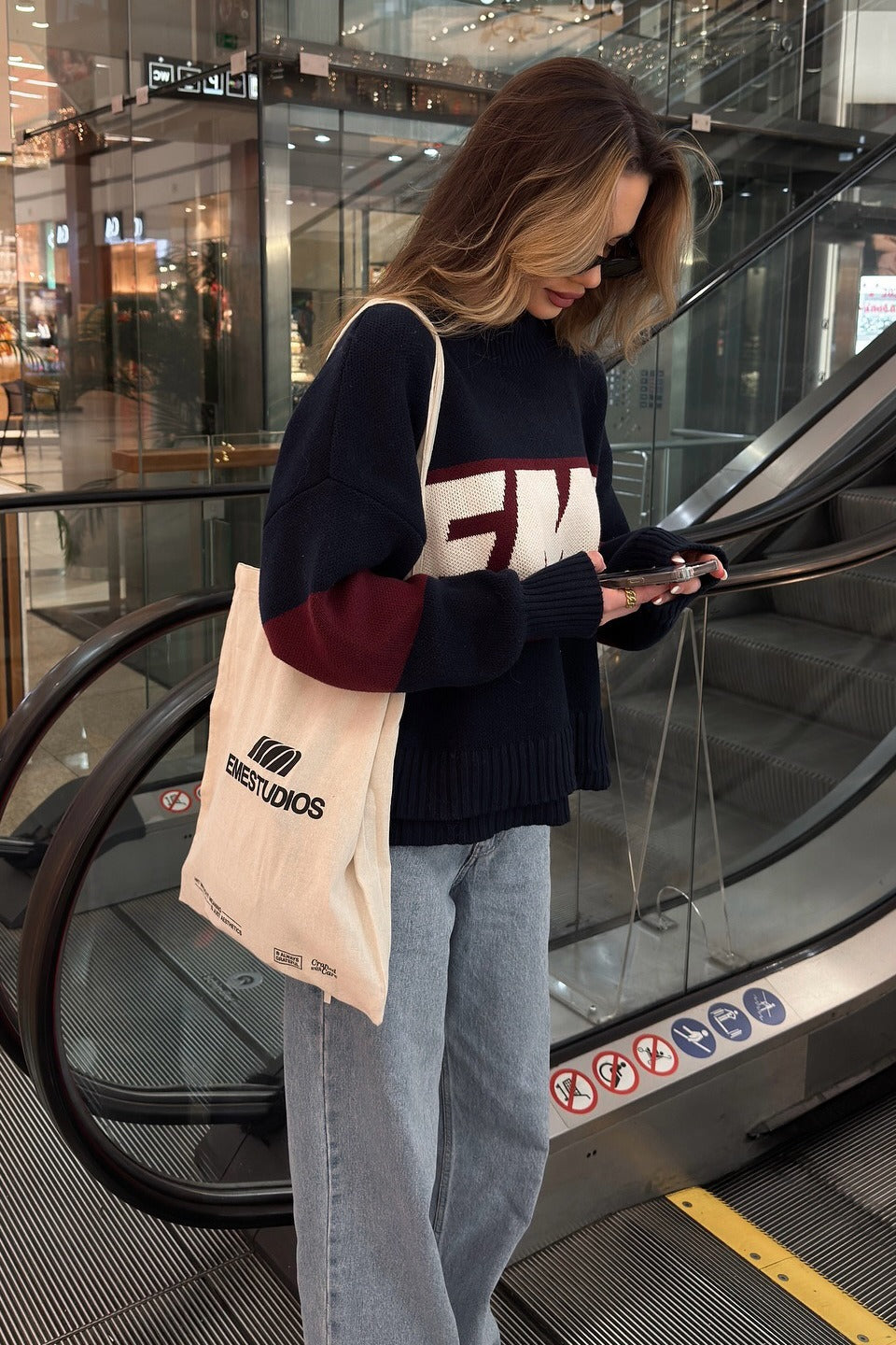 Oversized Letter Print Sweater