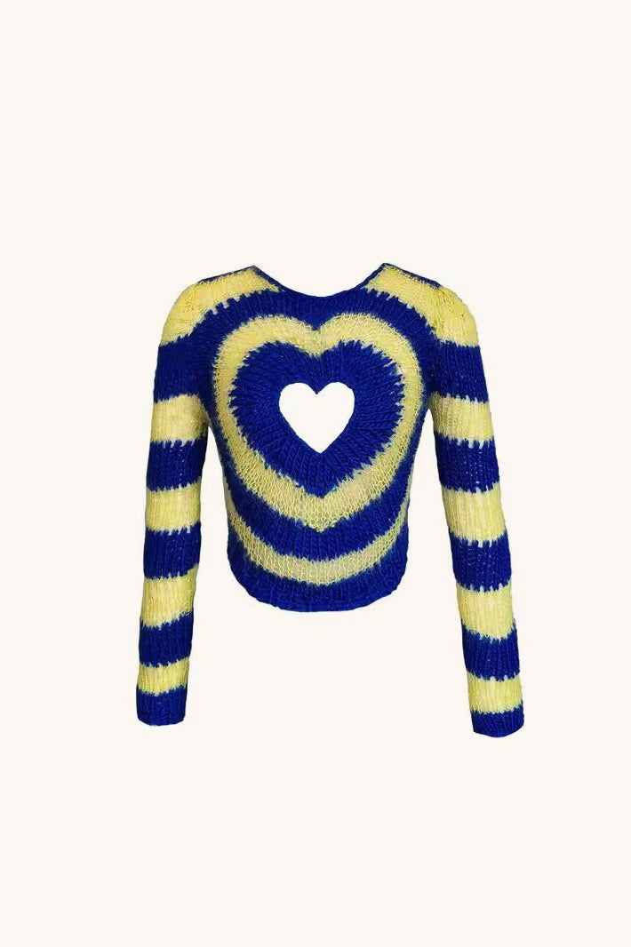 Heart Cutout Fitted Knit Sweater