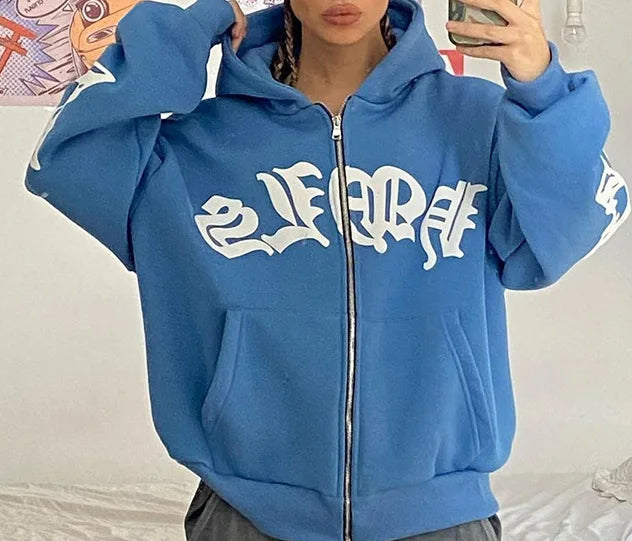 Vintage Hip Hop Zipper Hoodie