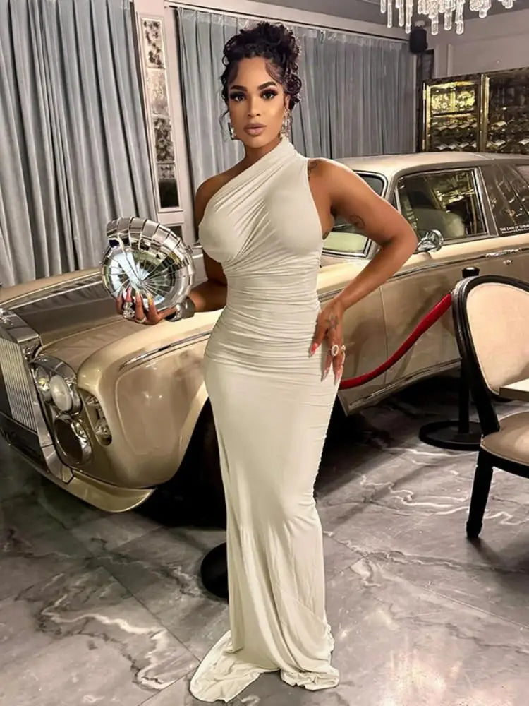 Sleeveless Solid Bodycon Maxi Party Dress