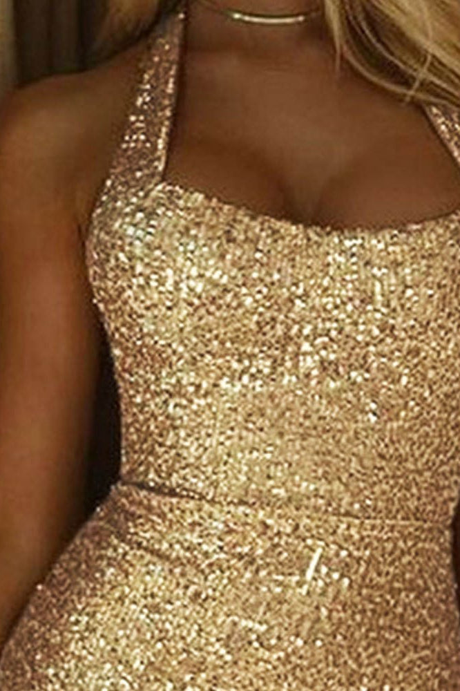 Metallic Gold Bodycon Party Dress