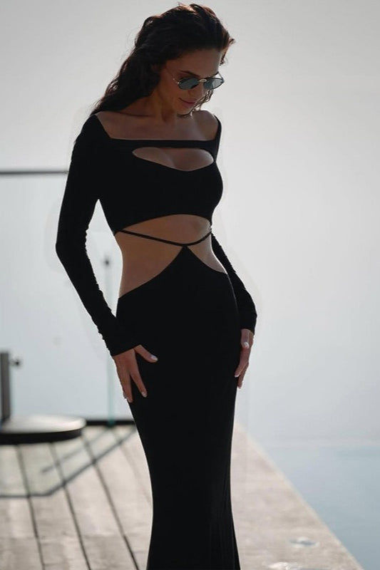 Sheer Panel Bardot Bodycon Party Dress