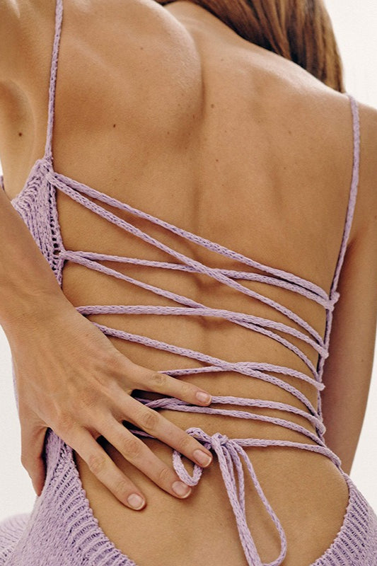 Bodycon Tie Back Split Knit Sexy Tank Sweater Dress