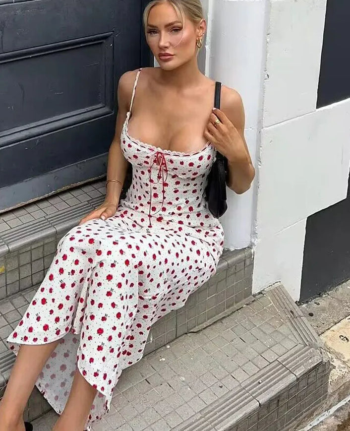 Strapless Backless Maxi Floral Dress