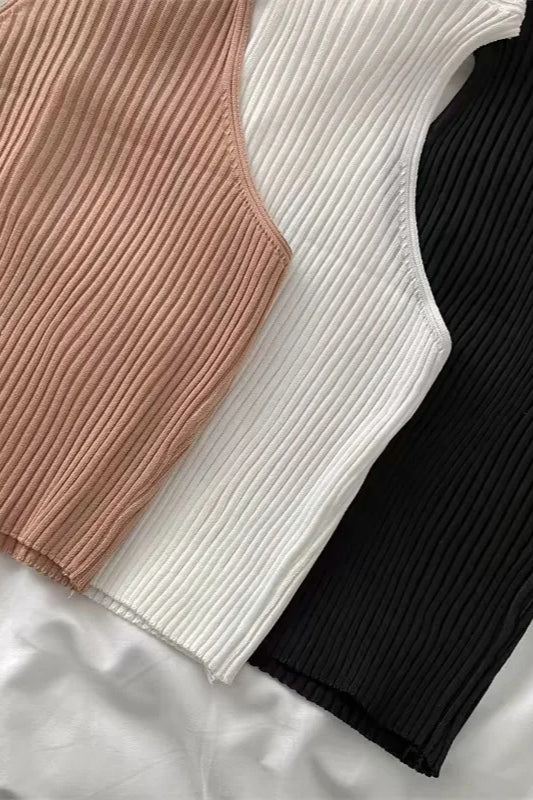 Knit Cross Neck Crop Top