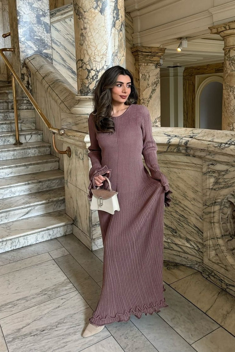 Ruffled Long Sleeve Bodycon Maxi Dress