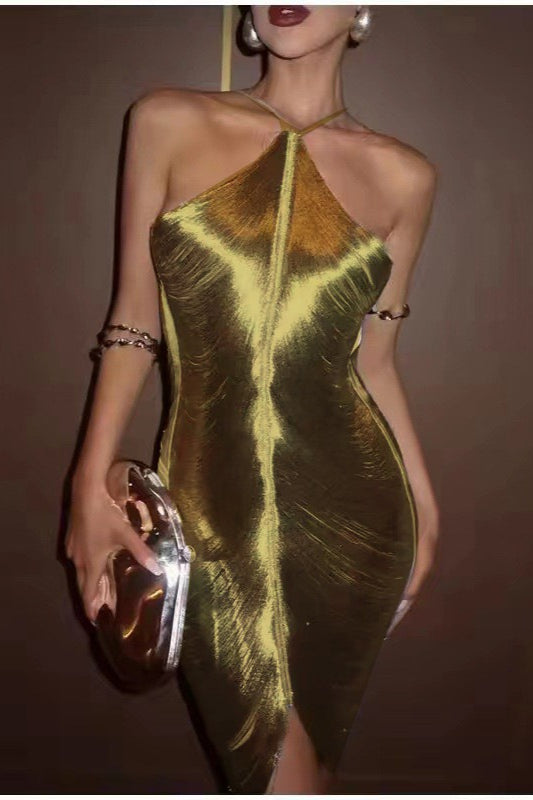 Chic Tassel Halter Backless Cocktail Dress