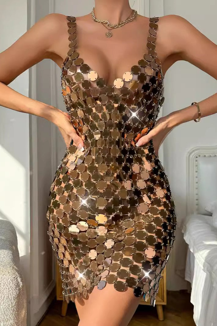 Punk Style Sexy Acrylic Sequin Dress