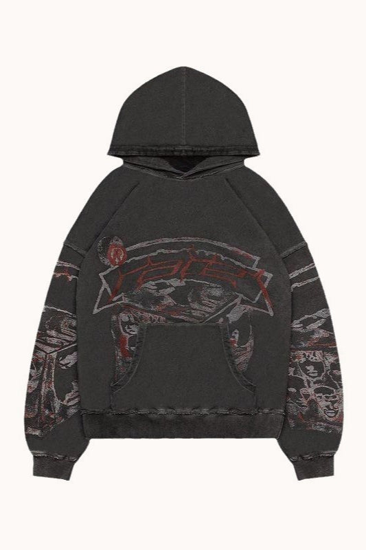 Casual Printed Pullover Hoodie