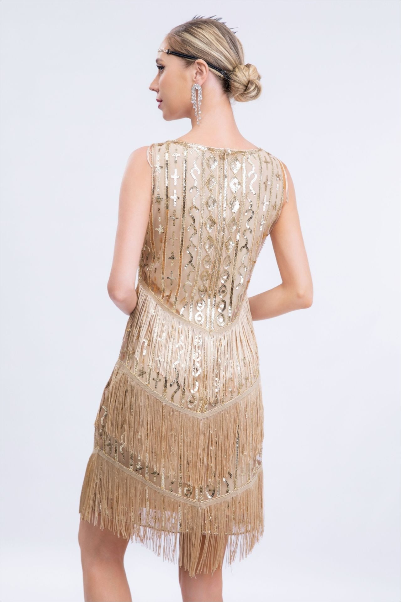 Vintage Sequin Fringe Party Dress