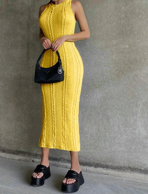Sleeveless Crochet Knit Midi Dress