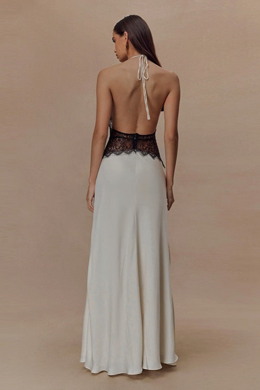 Sexy Lace V Neck Backless Cami Long Formal Dress