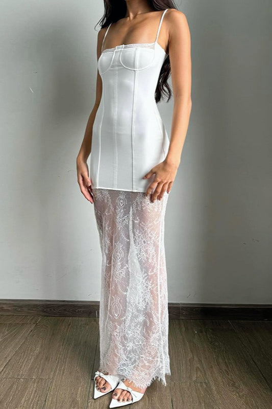 Fitted Sheer Insert Slip Dress