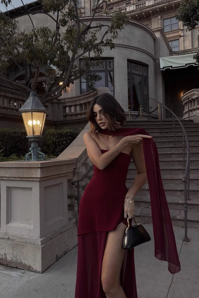 Elegant Strapless Sleeveless Maxi Dress