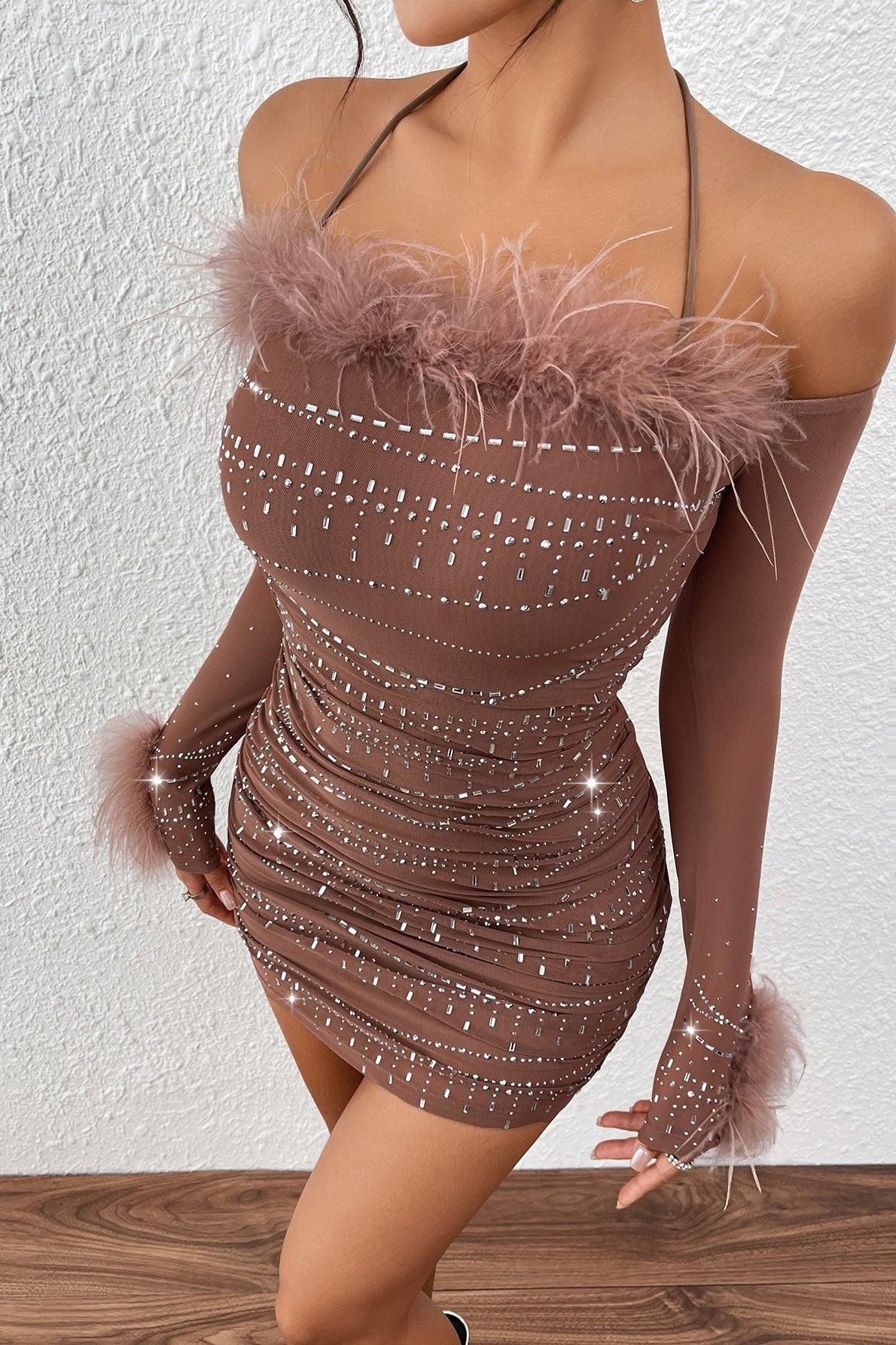 Halter Sequin Bodycon Slim Waist Party Sequin Dress