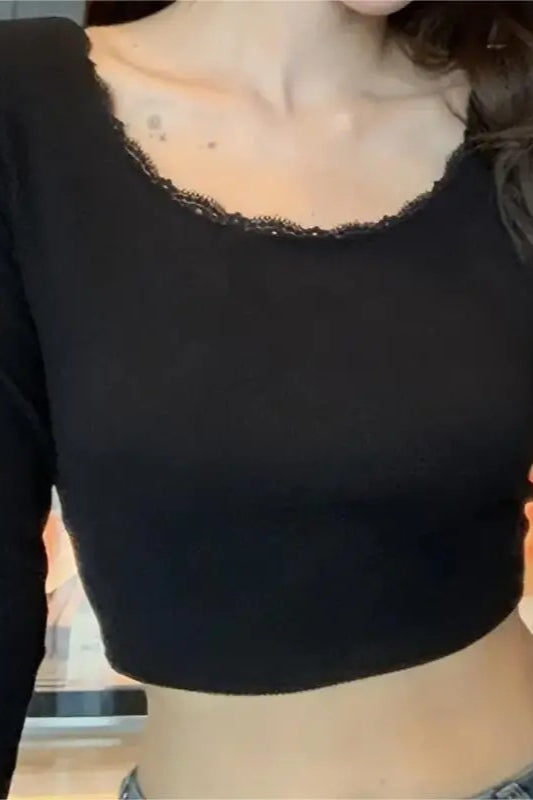 Lace Lace-Up Camisole Crop Top