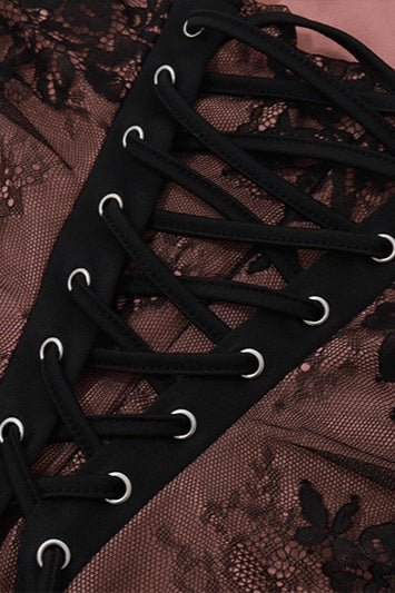 Elegant Lace Mesh Long Sleeve Lace Dress