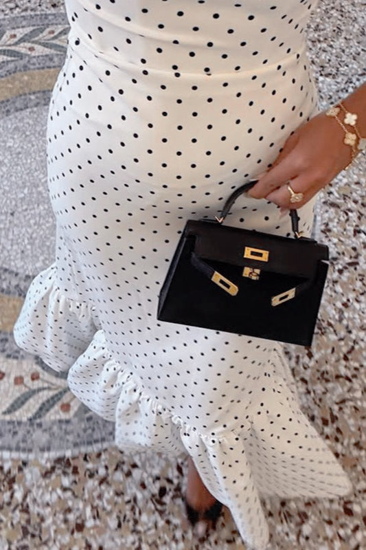 Polka Dot Strapless Mermaid Maxi Dress