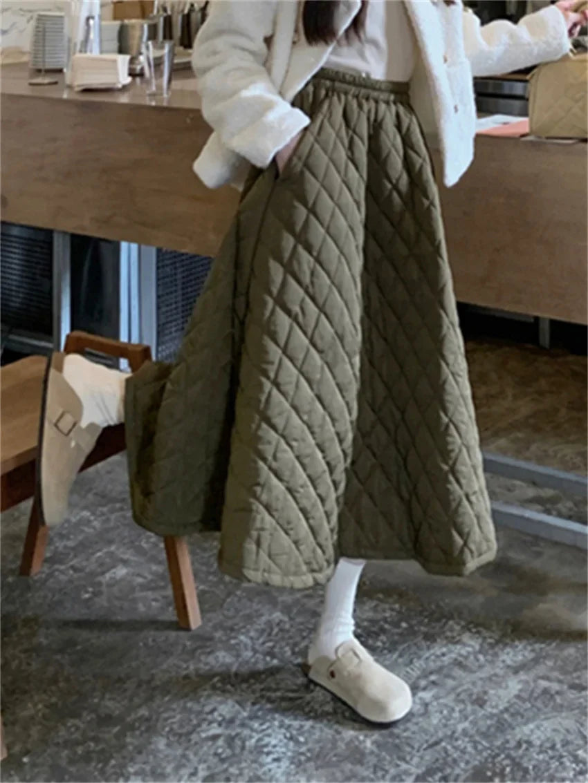 Cotton Padded High Waist Skirt