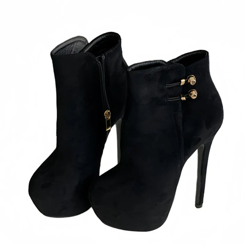 Trendy Fashion Elasticity Buckle Strap Platform Boots High Heel
