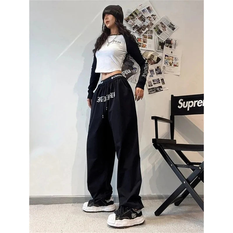 Oversized Y2K Streetwear Wide Leg Letter Print Sweatpants