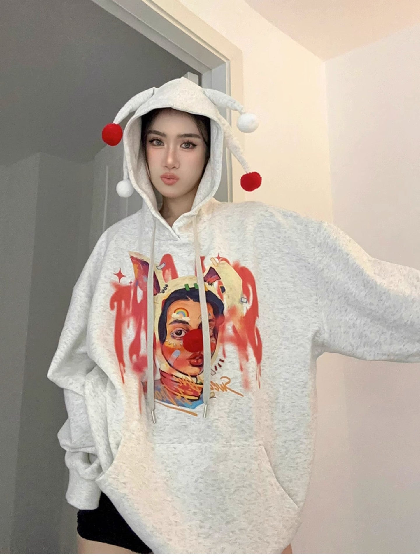 Fun Graphic Clown Print Hoodie