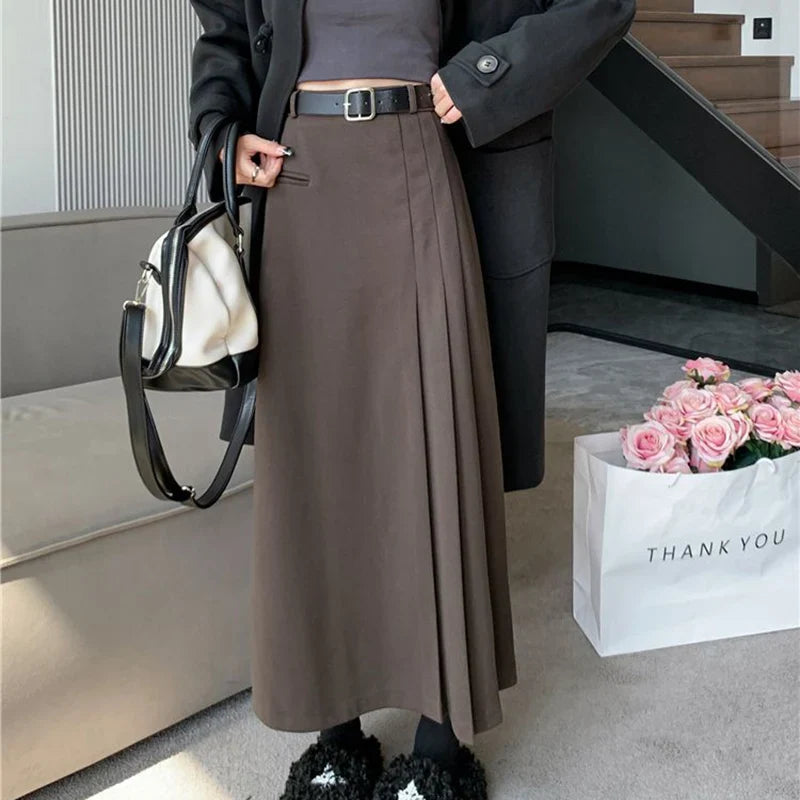 DressBetty - Vintage Pleated College Style High Waist A-Line Skirt