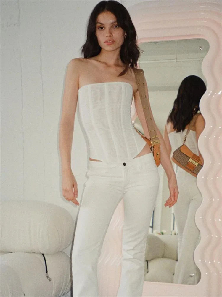 Mesh Backless Elegant Patchwork Strapless