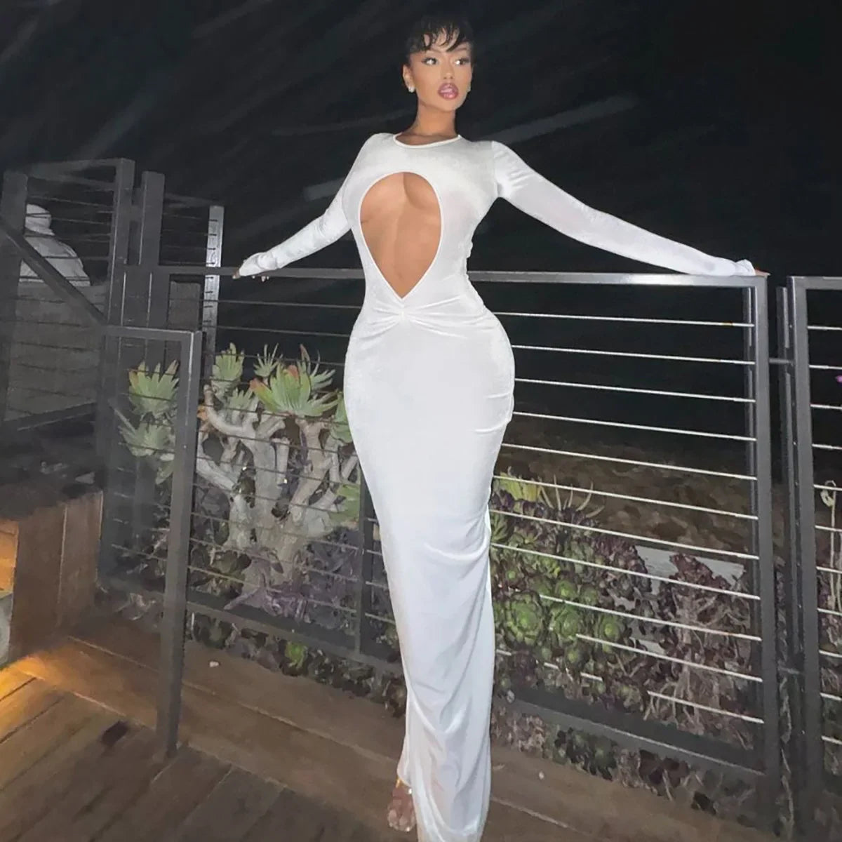 Velvet Pleated Bodycon Maxi Party Dress