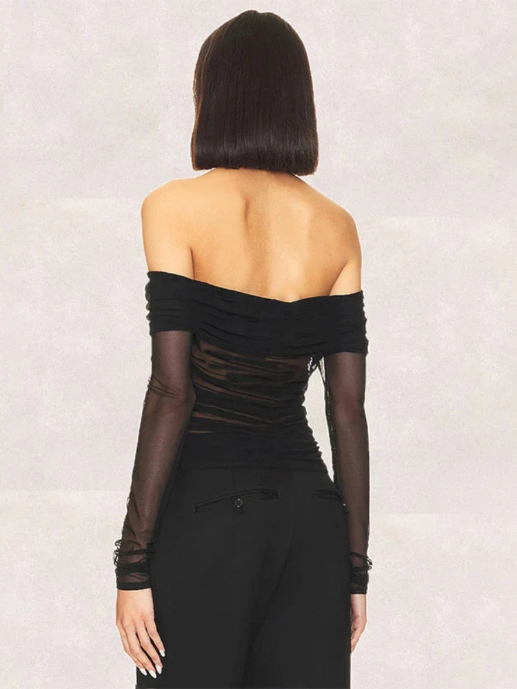 Aesthetic Flower Long Sleeve Sheer Top