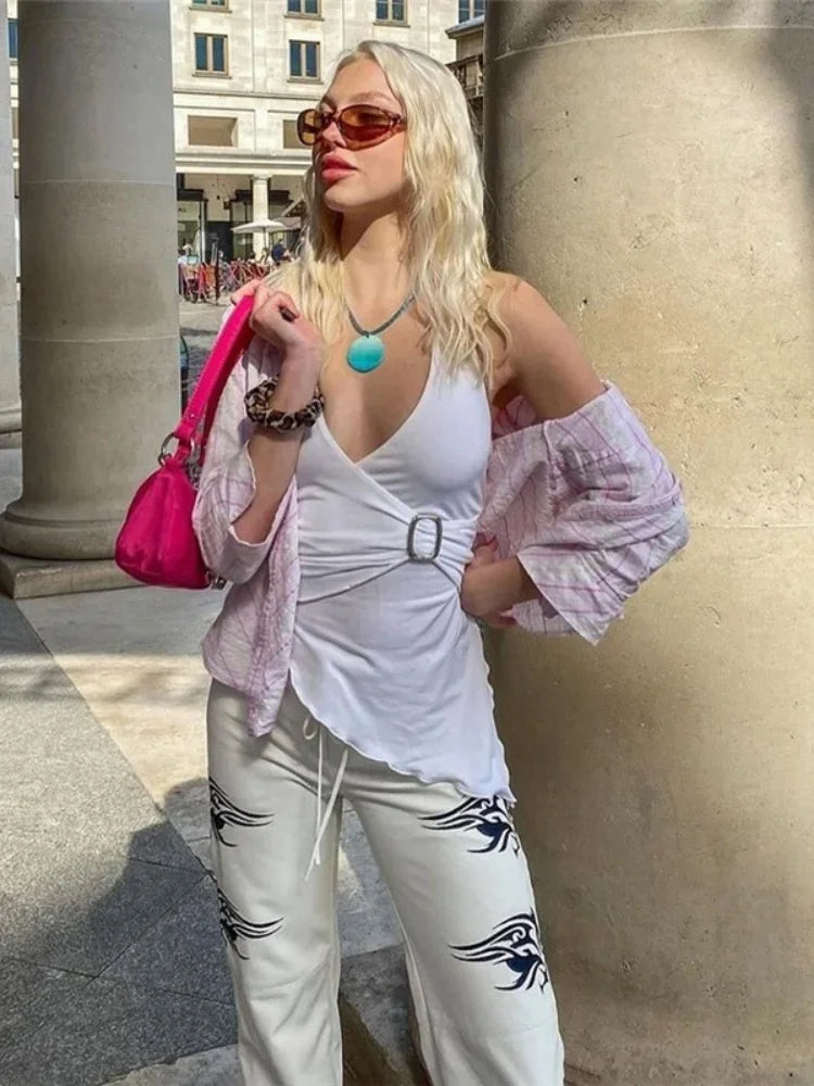 Sequined Halter Tie Back Sheer Top