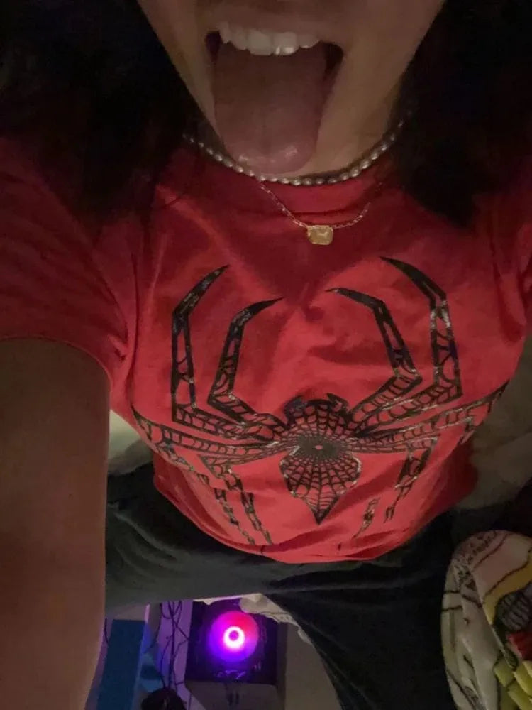 Spider Graphic Print Goth Harajuku Crop Top