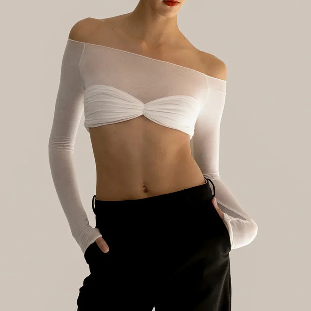 Shell Patchwork See-through Strapless