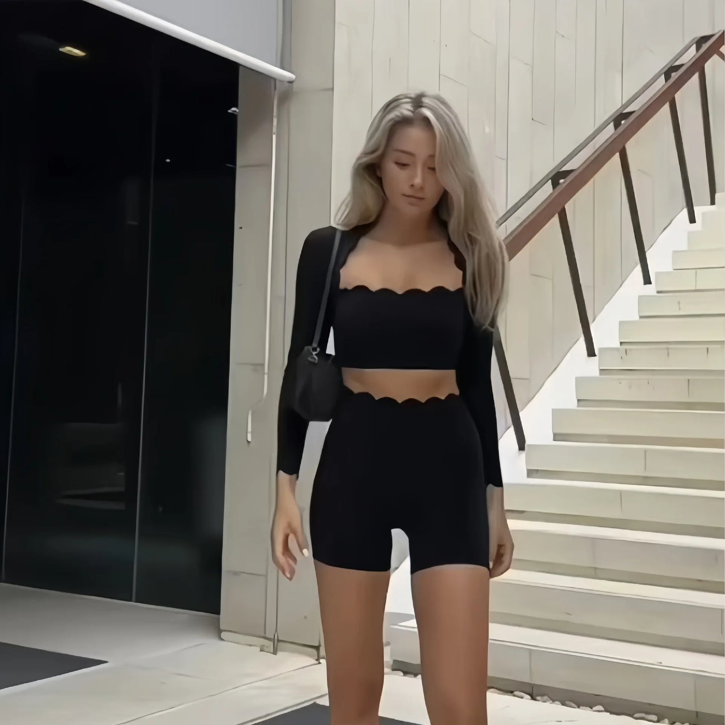 Breathable Square Collar Tight Pants Set