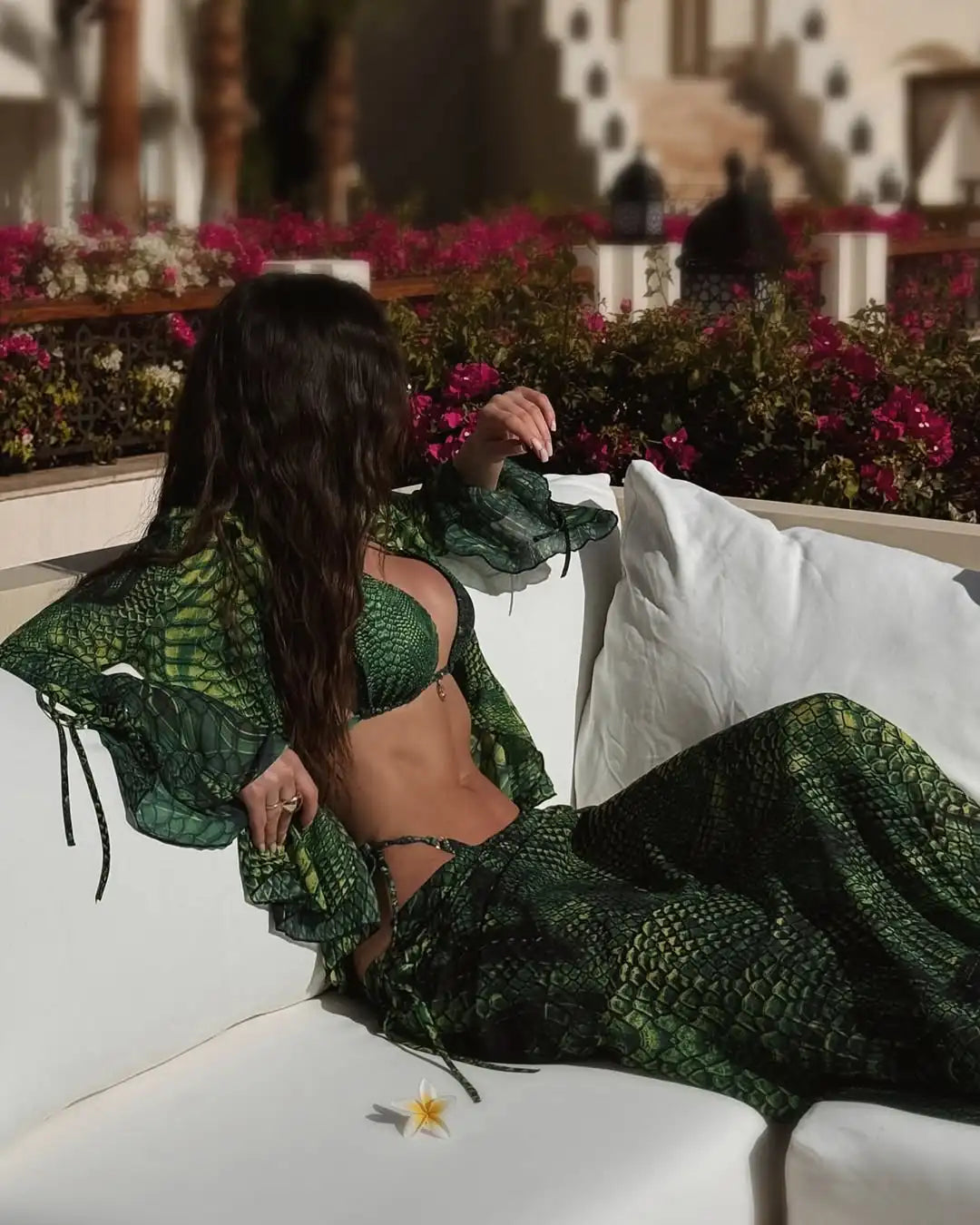 Print Beach Skirt Cover Up Four Piece Swim Sets