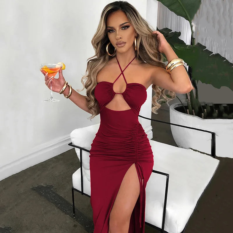 Sleeveless Sexy Backless Slim Midi Dress