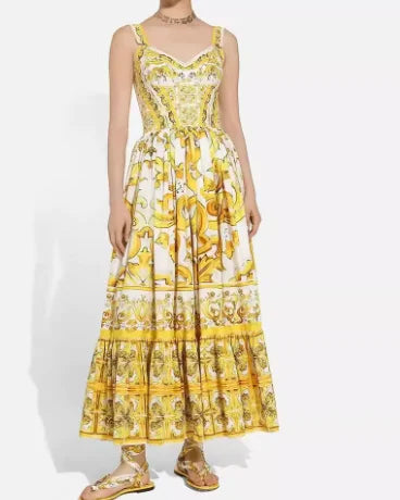 Strap Light Luxury Print Floral Dress