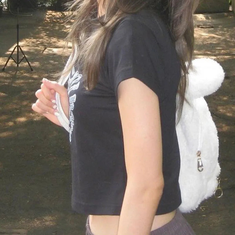 Star Print Casual Retro Crop Top