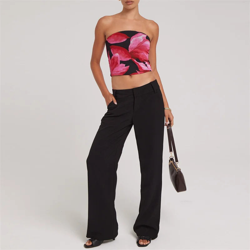 Floral Print Off-Shoulder Strapless