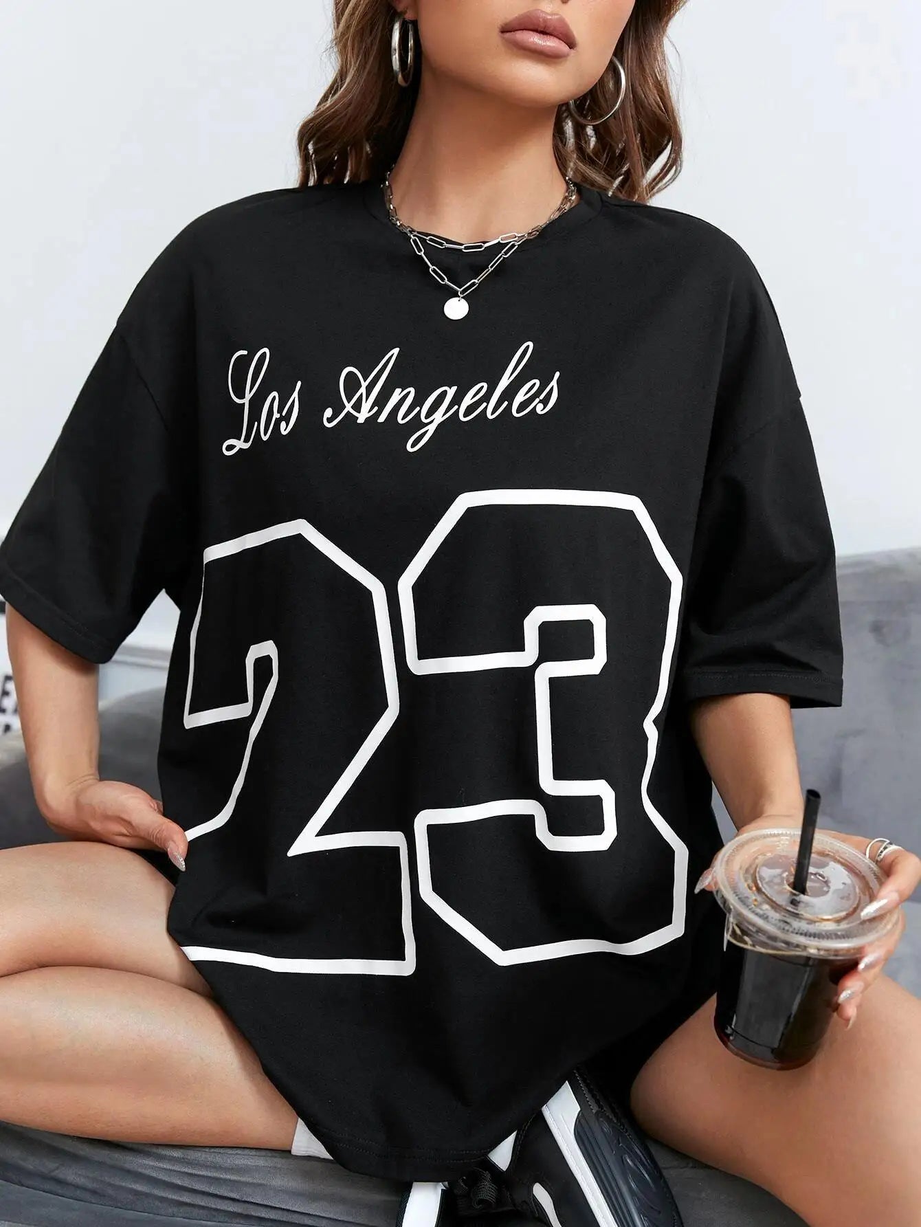 Los Angeles 23 Letter Print T-shirt