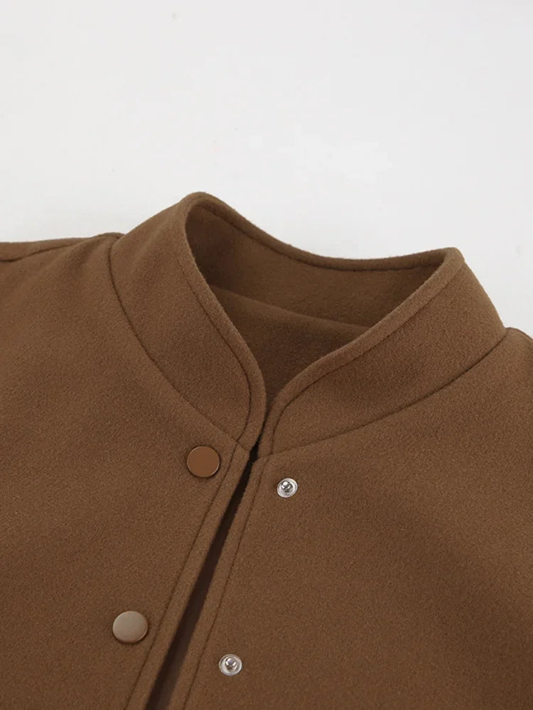 Vintage Brown Long Casual Single Breasted Fashion New Coat