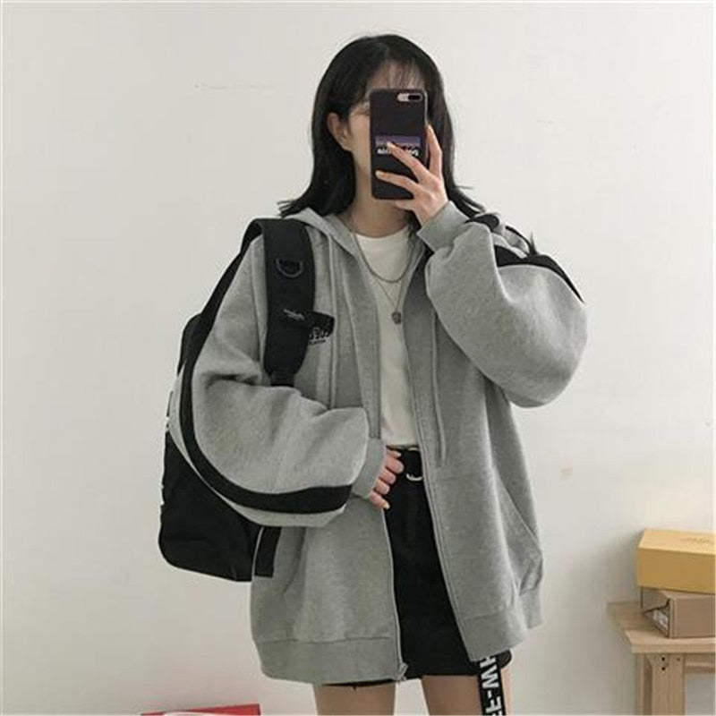 DressBetty - Korean Version Oversized Solid Color Hoodies