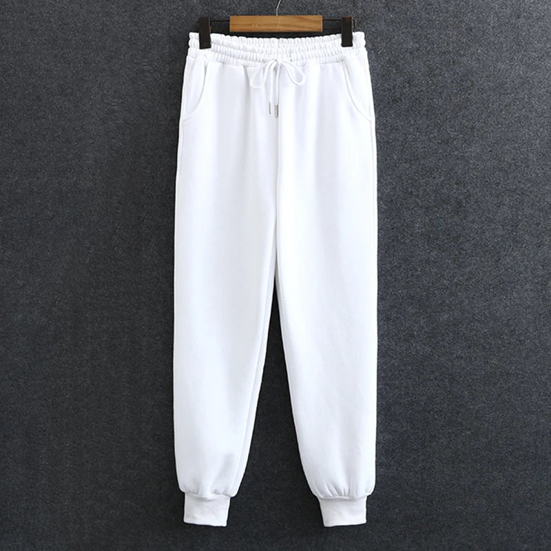Oversized Sports Casual Trousers: White Women's Balck Sweatpants