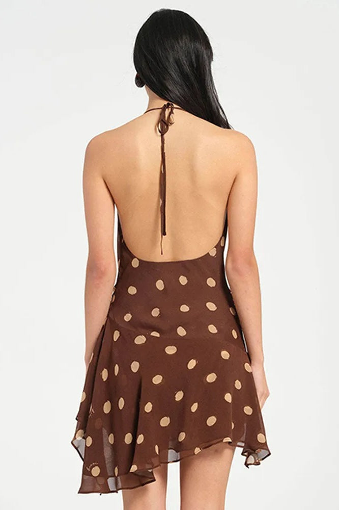 Polka Dot Halter Mini Dress