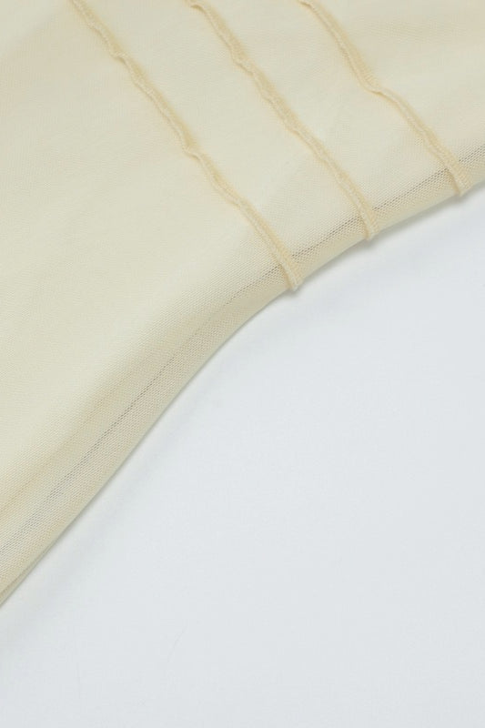 Halter U-neck Sheer Mesh Floral Birthday Dress